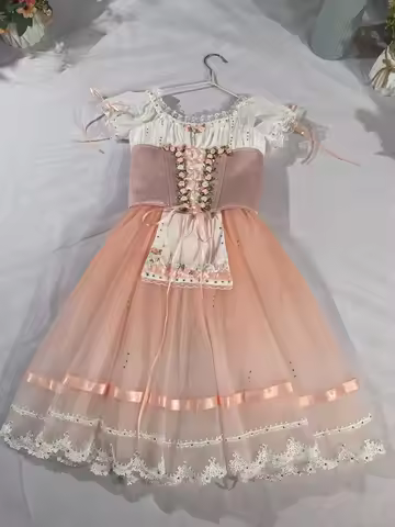 High-end professional split pink gradient ballerina skirt can't hold daughter Gabelia Giselle's vari