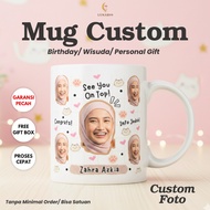 Custom Photo & Face Mug – Birthday Graduation Gift – Free Box Greeting Card & Ribbon Birthday Gift G