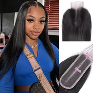 HD Lace Closure Wigs Human Hair 2x6 Kim K Middle Deep Part Straight Human Hair Pre Plucked with Natu