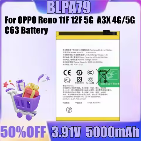 New for OPPO Realme BLPA83 BLPA77 BLPA79 BLPA41 Battery For OPPO Reno 11F 12F 5G A3X 4G/5G C63 Batte