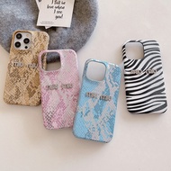 Luxury Leather Phone Case Fashion Diamond M Colorful Snake Skin Pattern for iPhone 15 14ProMax 13 12