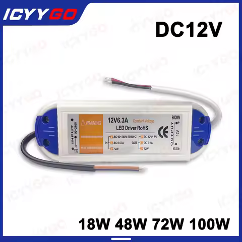 12V 18W 28W 48W 72W 100W LED Driver AC 110V 220V to DC 12V Power Supply 12 Volt Power Adapter LED St