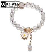 WUZIWEN Korean Daisy Bracelet, Elastic Multicolor Bohemian Bracelet,  Lucky Crystal Beaded Bracelet 