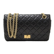 Chanel Classic Black Aged Calfskin Leather Reissue 2.55 Double Flap Bag