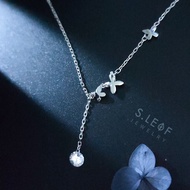 S.LEAF S999 Pure Silver Butterfly Tassel Necklace for Women, Hypoallergenic and Luxurious