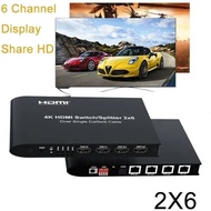 4K 30hz HDMI Extender 2x6 HDMI Switch Splitter 2 In 2 Out with 4 RJ45 CAT5E Cat6 Network Cable Port 
