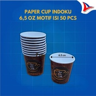 Indoku Paper Cup 6.5 Oz Motif Coffee Paper Cups, 50 Pcs, Cheap Cod Promo