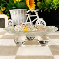 [Irregular Design] High-value ins Style Glacier Glass Plate High-footed Fruit Plate Creative Plate H