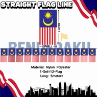 【Benderaku】Barisan Bendera Malaysia - Jalur Gemilang Kain Polyester Nylon dengan Bendera Kecil 1794