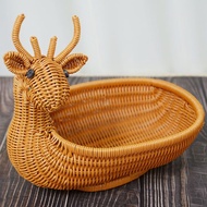 LX009 Brown imitation rattan cute storage basket for dried fruit and snacks 33*23*10