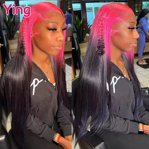 Omber Pink Root 200% Bone Straight 13x4 13x6 Lace Frontal Human Hair Wig PrePlucked Brazilian 5x5 Cl