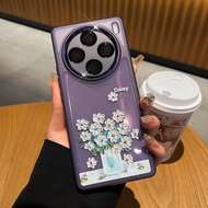 เคส Vivo X200 X100 5G เคส Vivo X200 X100 Pro เคส ลายดอกไม้โปร่งใสกันกระแทกกรณีโทรศัพท์มือถือ กรณีโทร