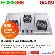 Tecno 3 Burners Gas Hob SR883SV || SR 883SV - LPG/PUB - FREE INSTALLATION