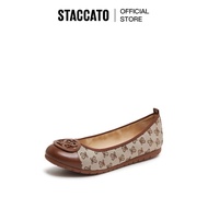 Staccato Classic St Buckle Monogram Duo Tone Flats - Coffee (9CP63-COF)