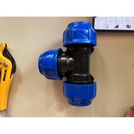 Tee compression pipe hdpe 1 1/ 2 inch 50 mm