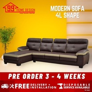 READY STOCK 99 HOME SF4443-4R Living Room Sofa Set Covered By Casa Leather