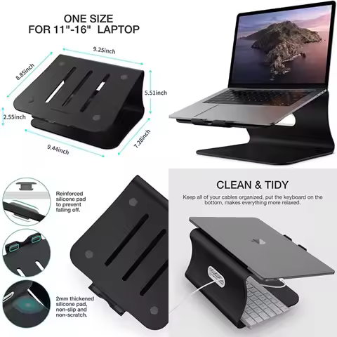 Laptop Stand, Aluminum Notebook Holder Riser Heat-Vent for MacBook Air/Pro, Dell, HP, Lenovo, Micros