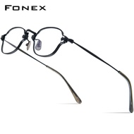 FONEX กรอบแว่นตาไทเทเนียมบริสุทธิ์แว่นตา2023ย้อนยุคแว่นตาสี่เหลี่ยมผู้หญิงแว่นสายตาสั้น KMN-186