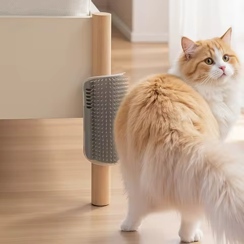 New Pet Cat Corner Scrubber Massager Cat Scratching Scratcher Cat Brush Comb Massage Corner Brush Pe