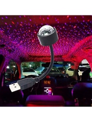 1個led Usb燈球,rgb聲控小閃光投影機,dj舞台氛圍燈+汽車裝飾