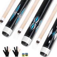 lotmusic Pool Stick, Pool Cue Set,1/2 Detachable Billiard Cue Sticks, Weight 18-21 Oz,Hardwood Canad