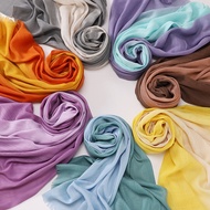 Jifang Colorful Gradient Double Color Plain Bamboo Cotton Yarn Shawl Pashmina 2 Tone Raya Muslim Hij