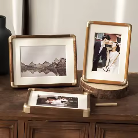Walnut Wood Photo Frame 6x7 Inch Solid Wood Picture Frame and A4 Wall and Table Display Home Decor F