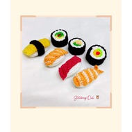 Crochet kawaii salmon tuna egg inari sushi nigiri onigiri japanese food keyring keychain charm fridg