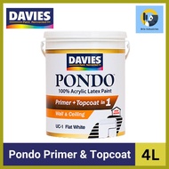 ◷ ◸ ๑ Davies Pondo Undercoat Latex Flat White 4 Liters (Gallon) UC-1 Acrylic Latex Paint Primer + T