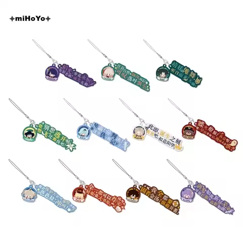 Anime Game Genshin Impact Character Lines Series Cosplay Epoxy Pendant Cartoon Metal Keychain Hallow