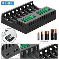 屯京 - 八槽智能液晶電池充電器 配USB充電線 USB電池充電器 充滿自停