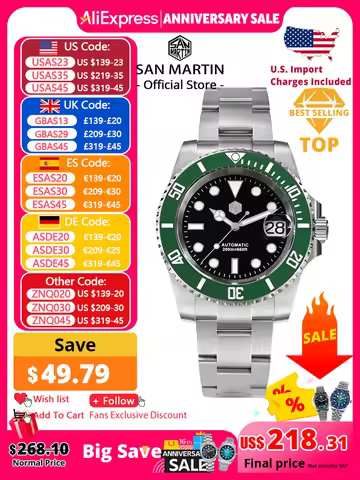 San Martin New 40mm Water Ghost Diver Watch Men Luxury NH35 PT5000 Automatic Mechanical Watch Sapphi
