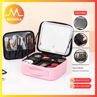 MIZONA Multifunctional Makeup Cosmetic Bag With LED Mirror Portable Hand Held Large Capacity Profess