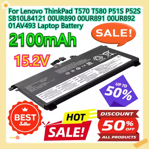 For Lenovo ThinkPad T570 T580 P51S P52S SB10L84121 00UR890 00UR891 00UR892 01AV493 Laptop Battery
