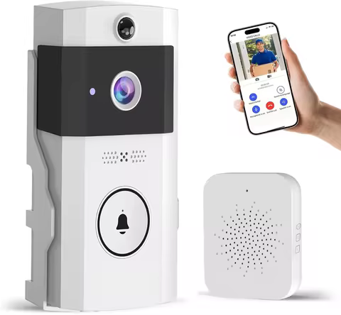 HD Smart Video Doorbell Solar Powered Voice Changer Privacy Protection Weatherproof Rain Cover Home 