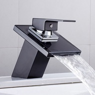 Bathroom Waterfall Faucet Glass Waterfall Brass Basin Faucet Bathroom Mixer Kitchen Tap Deck Mounted Basin Sink Mixer Tap