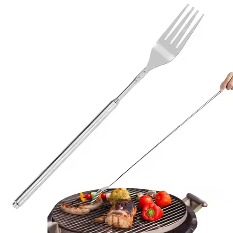 Stainless Steel Telescopic Dining Spork Table Folding Portable Tableware Outdoor Camping Barbecue Fo