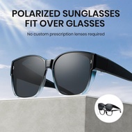 Cyxus slip-on polarized lenses sunglasses oversized with eyeglasses for unisex fit-over polarized le