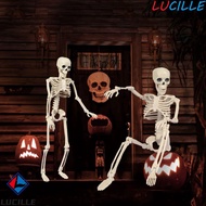 LUCILLE Skeleton Human Model Decoration, Movable Glow in Dark Haunted House Props, Clown LED Lights 