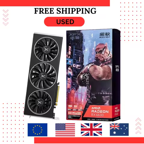 USED XFX RX 6600 XT 6600XT RX6600 XT 8GB Graphics Card AMD GPU Radeon RX6600XT RX6600 XT GDDR6 Video