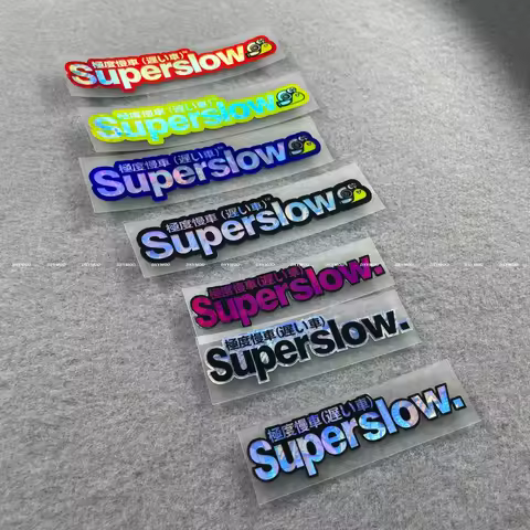 1pc Forged Holographic Superslow Snail Japanese Vinyl Sticker for Motorcycle Helmet Car Window Decor