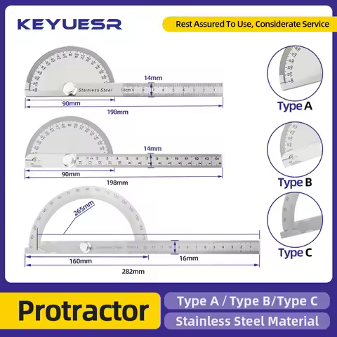180 Degree Protractor Metal Ruler Angle Meter Stainless Steel Angle Ruler Angle Gauge Angle Finder G