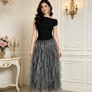 IBUY Summer Strapless Ruffled Gauze Fluffy Dress 45520