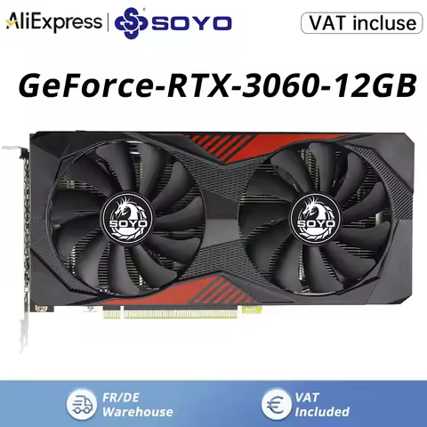 SOYO RTX 3060 12GB Graphics Card GDDR6 192Bit PCI Express 4.0 ×16 8Pin NVIDIA GPU Rtx 3060 Gaming Vi