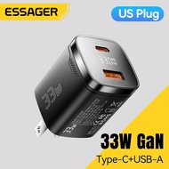 Essager 33W GaN USBA Type C Charger Digital Display PD3.0 QC4.0 Fast Charging For iPhone16 15-8 iPa