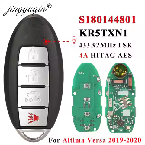 jingyuqin S180144801 Smart Keyless Remote Car Key For Nissan Altima Versa 2019 2020 433MHz 4A Chip F