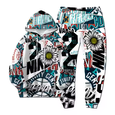 European Style New NK Letter Hip-hop 3D Digital Printing Fashion Casual Sports Youth Men and Women H