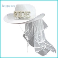 HAP Bride Cowgirl Hat Novelty Cowboy Hat Summer Beach Hat Cowgirl Hat with Long Veil