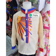 Buwan Ng Wika Costume Long Sleeve Barong Sinag/Mapa Design For Kids/Boys