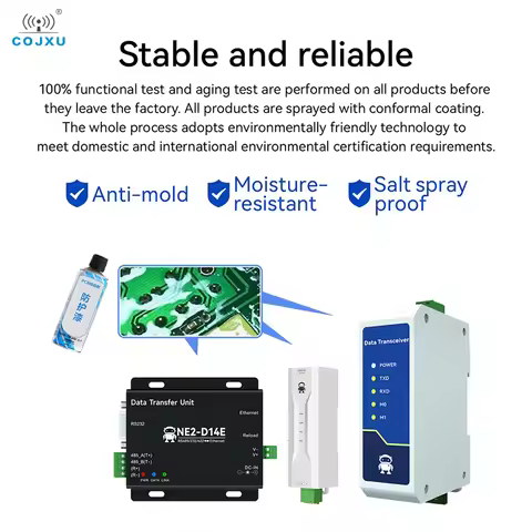 RS485 To Ethernet Serial Port Server COJXU NE2-D11 DC 8-28V TCP/UDP Modbus MQTT HTTP DNS FOTA Remote